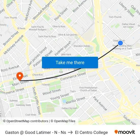 Gaston @ Good Latimer - N - Ns to El Centro College map