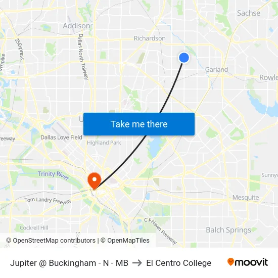 Jupiter @ Buckingham - N - MB to El Centro College map