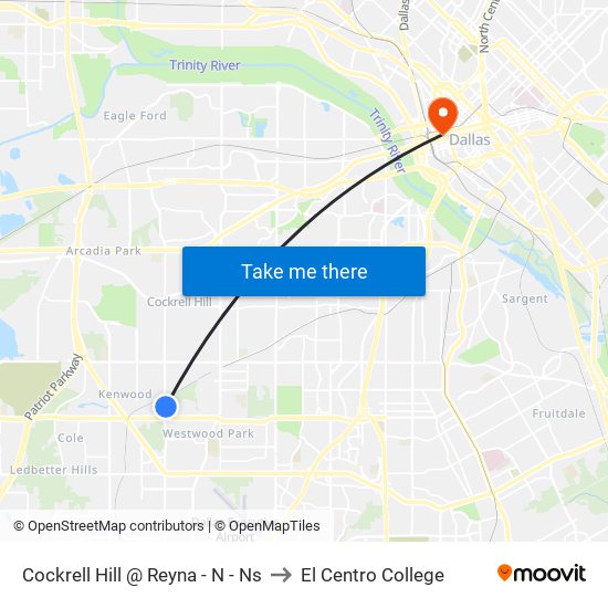 Cockrell Hill @ Reyna - N - Ns to El Centro College map