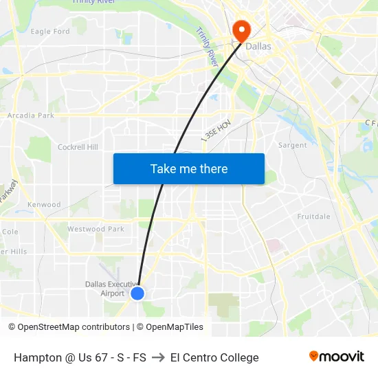 Hampton @ Us 67 - S - FS to El Centro College map