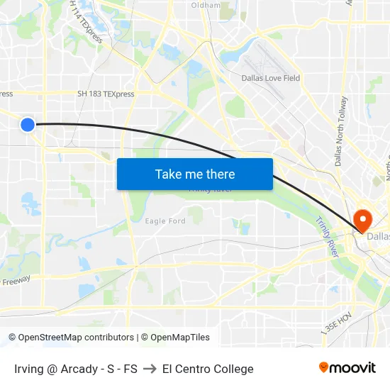 Irving @ Arcady - S - FS to El Centro College map