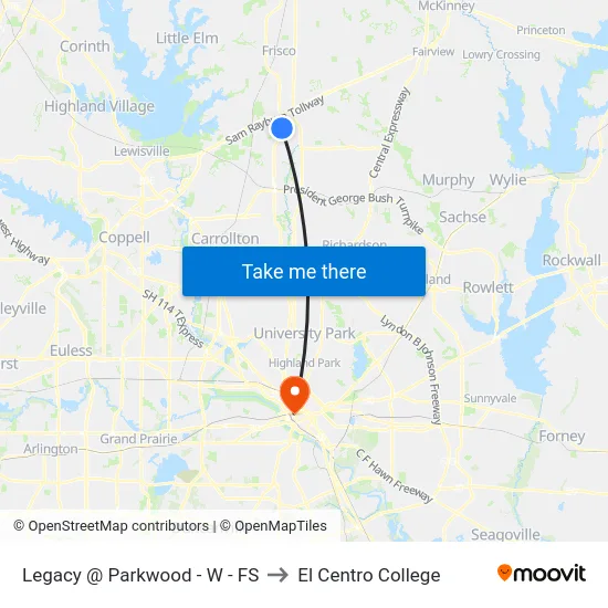 Legacy @ Parkwood - W -  FS to El Centro College map