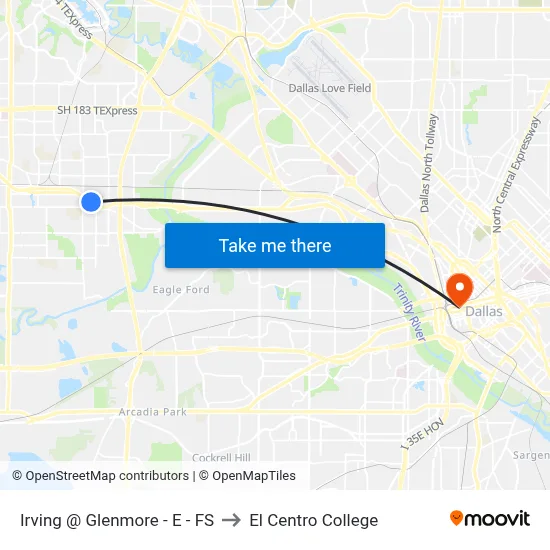 Irving @ Glenmore - E - FS to El Centro College map