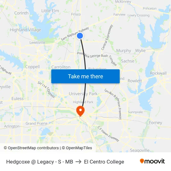 Hedgcoxe @ Legacy - S - MB to El Centro College map