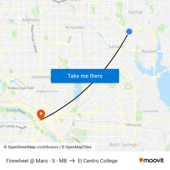 Firewheel @ Mars - S - MB to El Centro College map