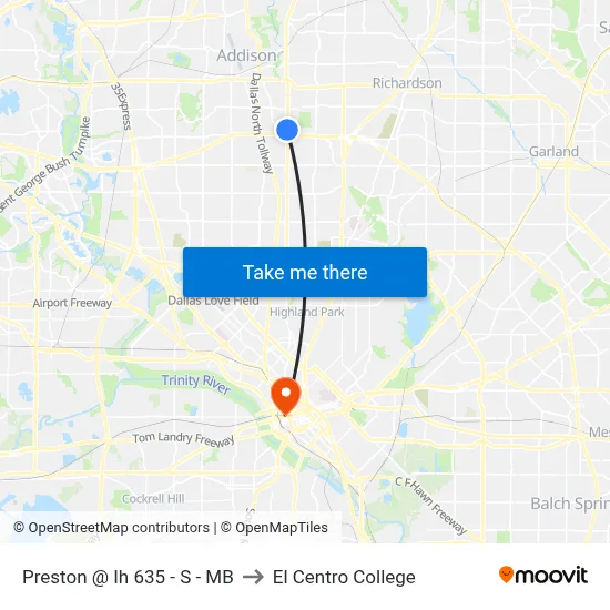 Preston @ Ih 635 - S - MB to El Centro College map