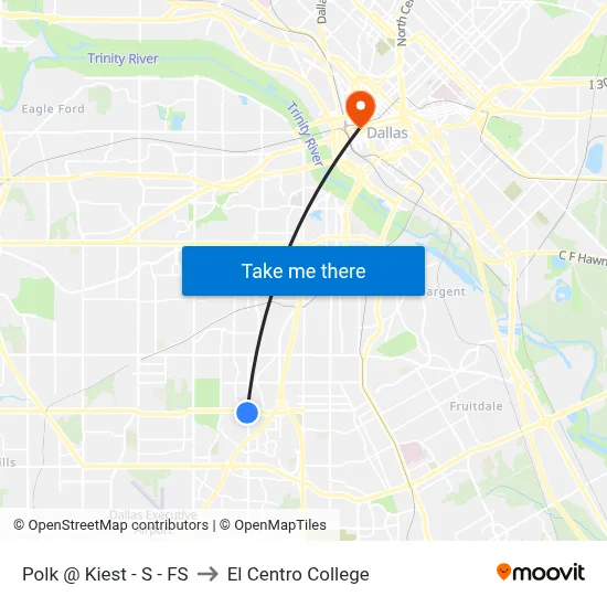 Polk @ Kiest - S - FS to El Centro College map