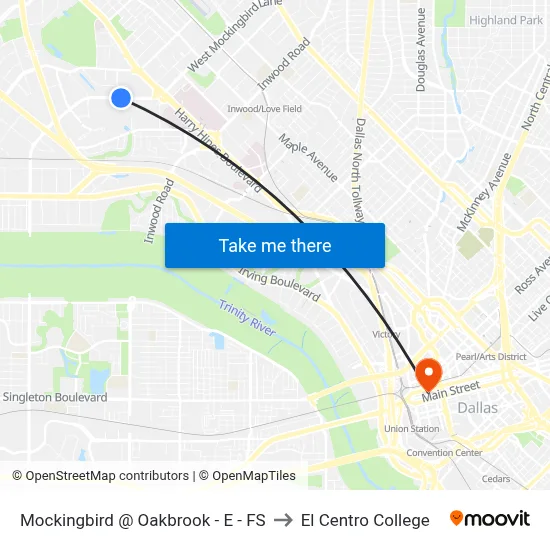 Mockingbird @ Oakbrook - E - FS to El Centro College map