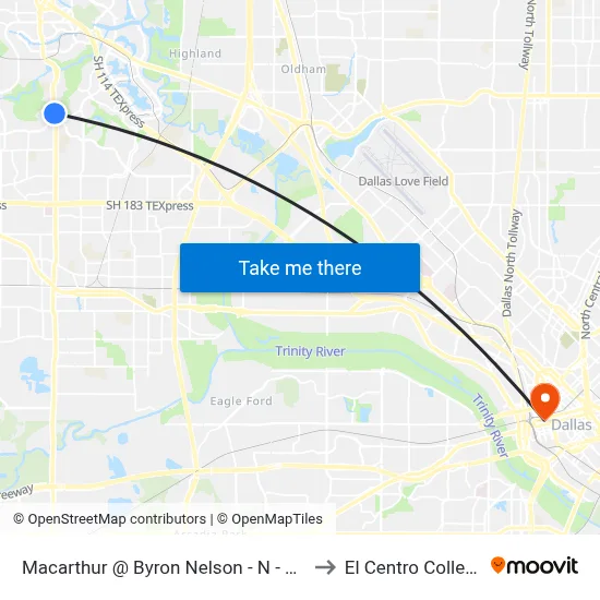 Macarthur @ Byron Nelson - N - MB to El Centro College map