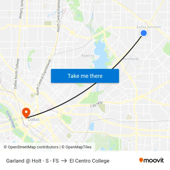 Garland @ Holt - S - FS to El Centro College map
