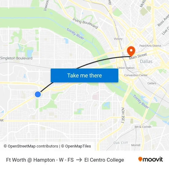 Ft Worth @ Hampton - W - FS to El Centro College map
