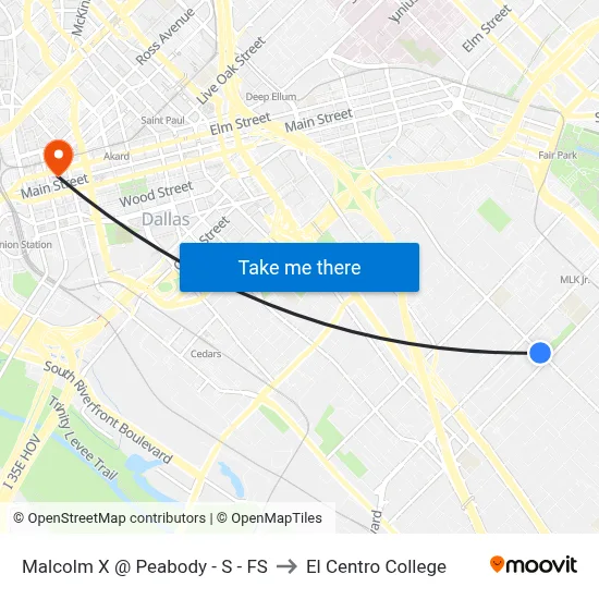 Malcolm X @ Peabody - S - FS to El Centro College map