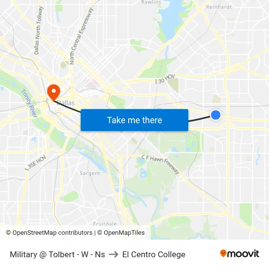 Military @ Tolbert - W - Ns to El Centro College map