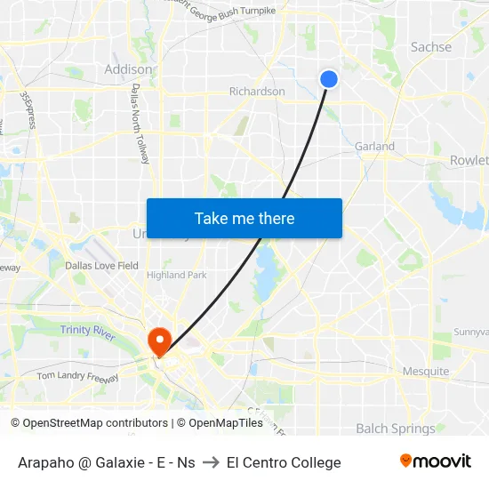 Arapaho @ Galaxie - E - Ns to El Centro College map