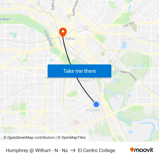 Humphrey @ Wilhurt - N - Ns to El Centro College map