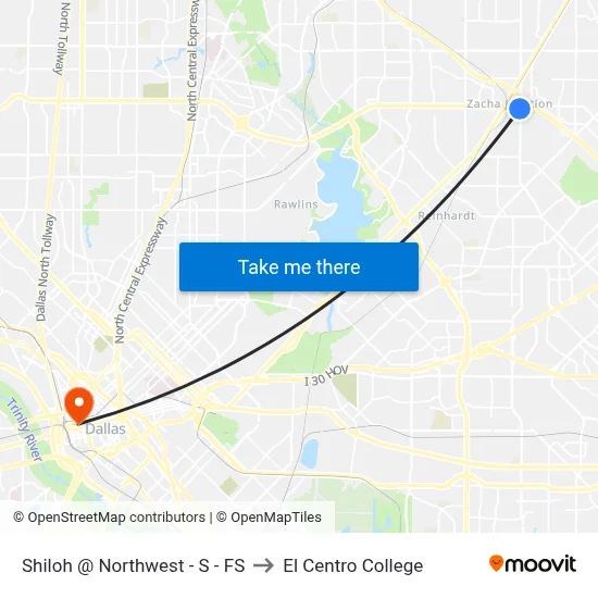 Shiloh @ Northwest - S - FS to El Centro College map