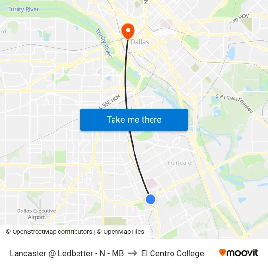 Lancaster @ Ledbetter - N - MB to El Centro College map