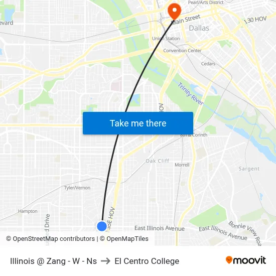 Illinois @ Zang - W - Ns to El Centro College map