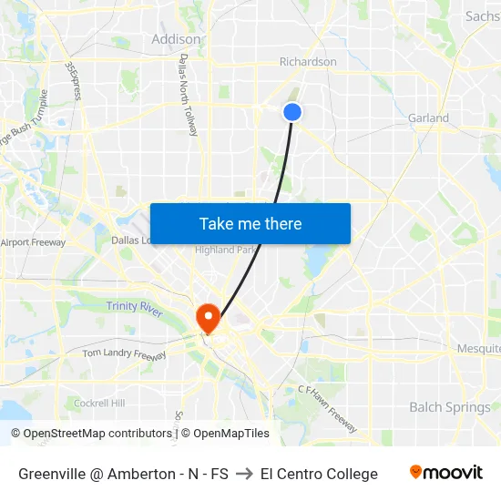 Greenville @ Amberton - N - FS to El Centro College map