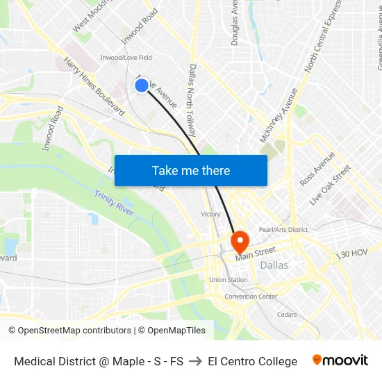 Medical District @ Maple - S - FS to El Centro College map