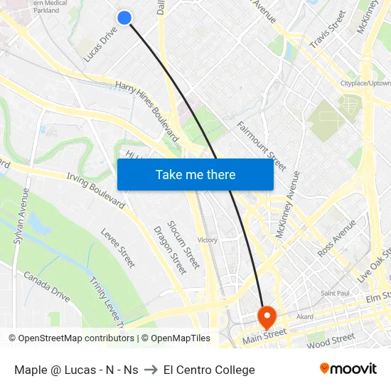 Maple @ Lucas - N - Ns to El Centro College map