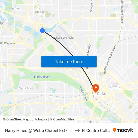 Harry Hines @ Webb Chapel Ext - S - MB to El Centro College map