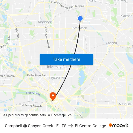 Campbell @ Canyon Creek - E - FS to El Centro College map