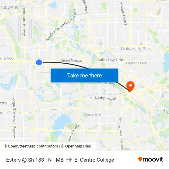 Esters @ Sh 183 - N - MB to El Centro College map