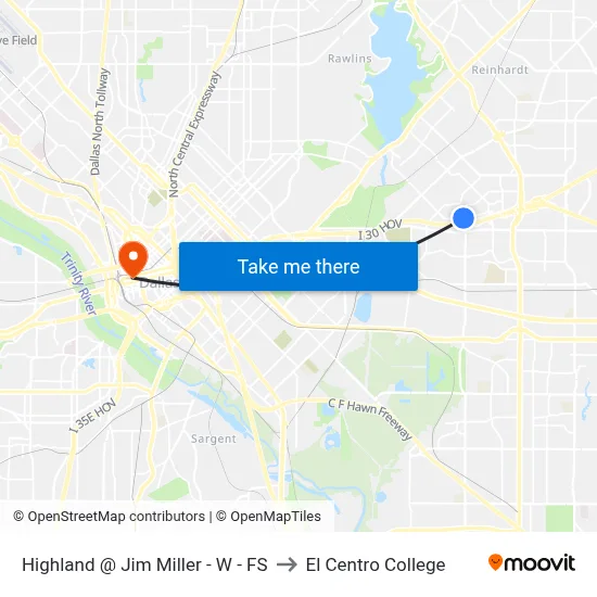 Highland @ Jim Miller - W - FS to El Centro College map