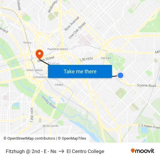 Fitzhugh @ 2nd - E - Ns to El Centro College map