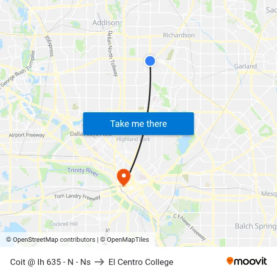 Coit @ Ih 635 - N - Ns to El Centro College map