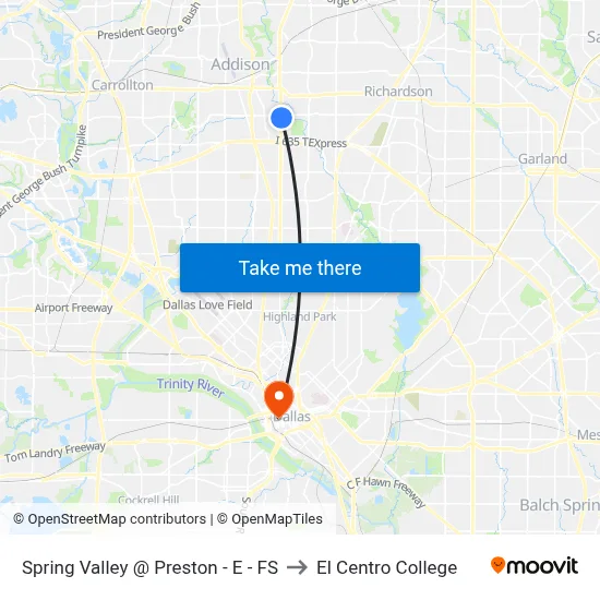 Spring Valley @ Preston - E - FS to El Centro College map