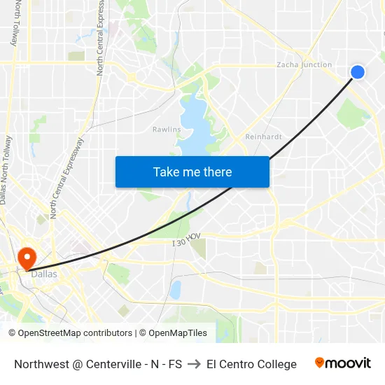 Northwest @ Centerville - N - FS to El Centro College map