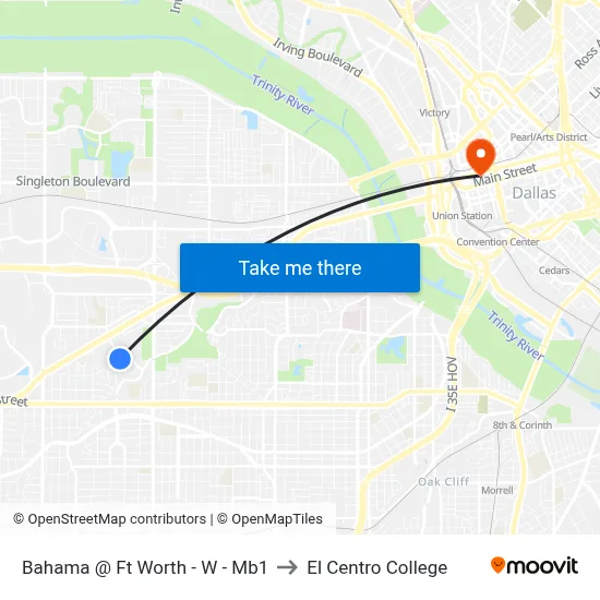 Bahama @ Ft Worth - W - Mb1 to El Centro College map