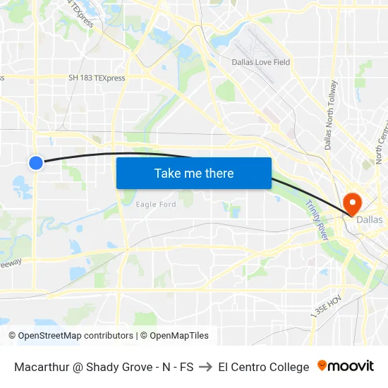 Macarthur @ Shady Grove - N - FS to El Centro College map