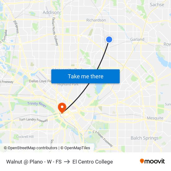 Walnut @ Plano - W - FS to El Centro College map