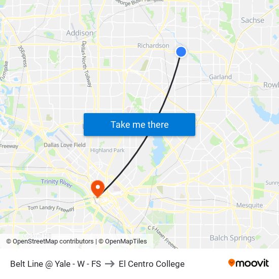 Belt Line @ Yale - W - FS to El Centro College map