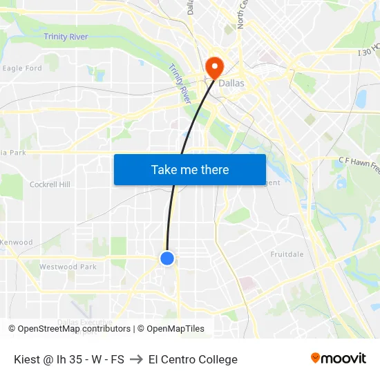Kiest @ Ih 35 - W - FS to El Centro College map