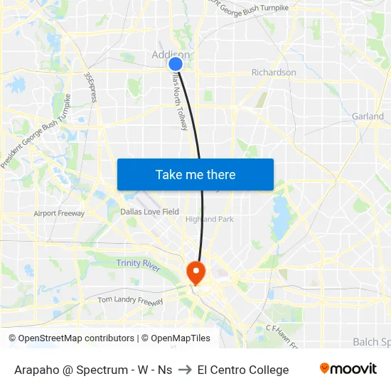 Arapaho @ Spectrum - W - Ns to El Centro College map