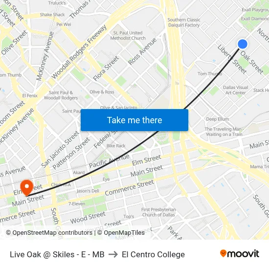 Live Oak @ Skiles - E - MB to El Centro College map