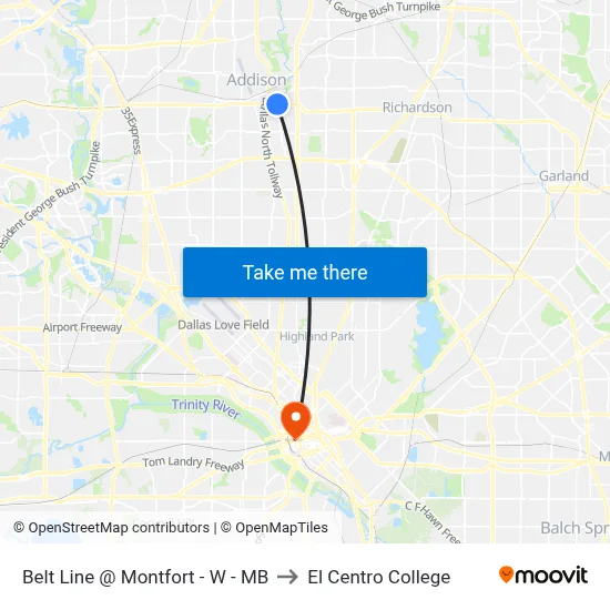Belt Line @ Montfort - W - MB to El Centro College map