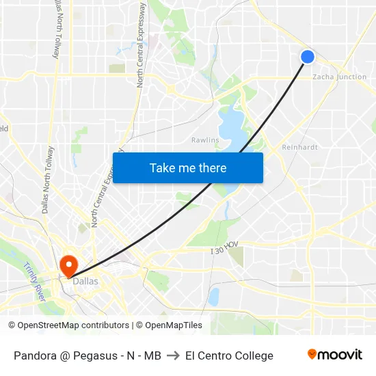 Pandora @ Pegasus - N - MB to El Centro College map