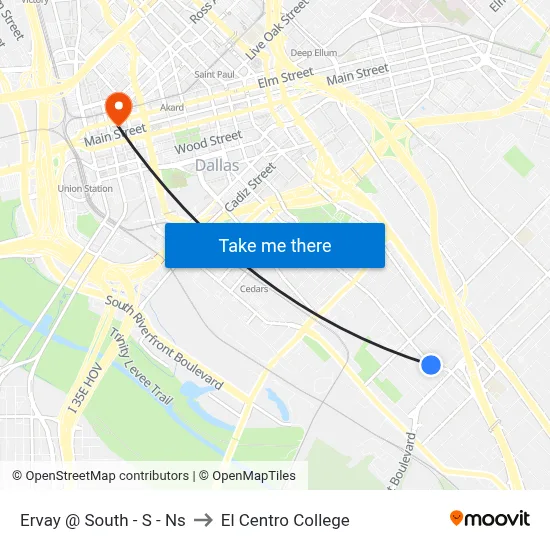 Ervay @ South - S - Ns to El Centro College map