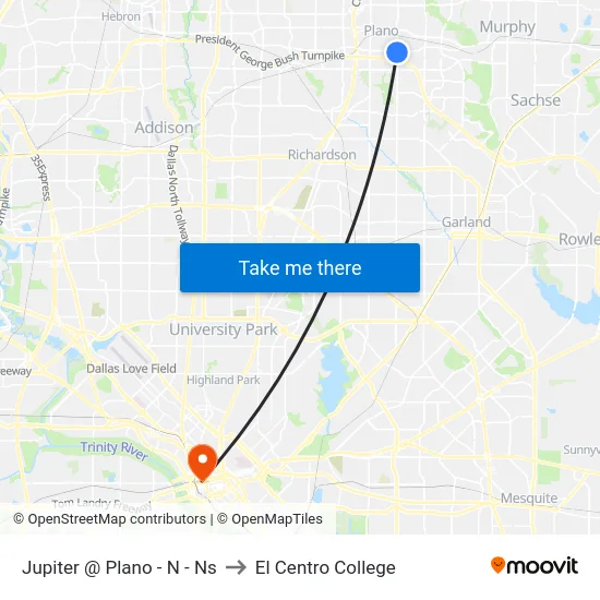 Jupiter @ Plano - N - Ns to El Centro College map
