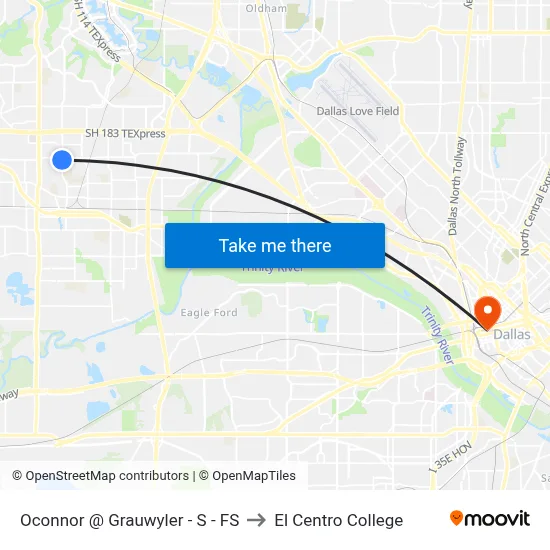 Oconnor @ Grauwyler - S - FS to El Centro College map