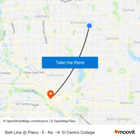 Belt Line @ Plano - E - Ns to El Centro College map