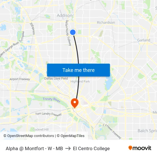 Alpha @ Montfort - W - MB to El Centro College map