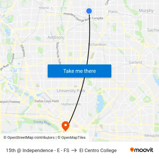 15th @ Independence - E - FS to El Centro College map