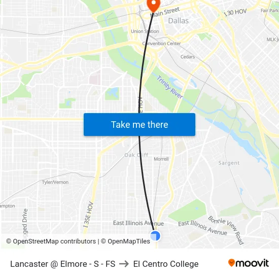 Lancaster @ Elmore - S - FS to El Centro College map