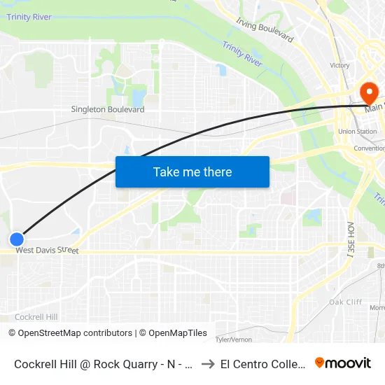 Cockrell Hill @ Rock Quarry - N - FS to El Centro College map